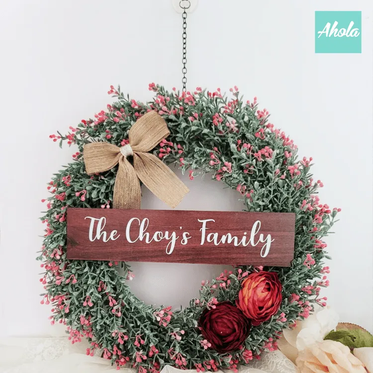 【Harold】Christmas Wreath with Wooden tag 聖誕花環木製刻牌   聖誕限定的客製木牌聖誕花環 11/15截單，12月初寄出