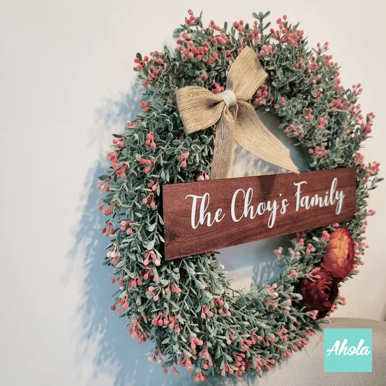 【Harold】Christmas Wreath with Wooden tag 聖誕花環木製刻牌   聖誕限定的客製木牌聖誕花環 11/15截單，12月初寄出