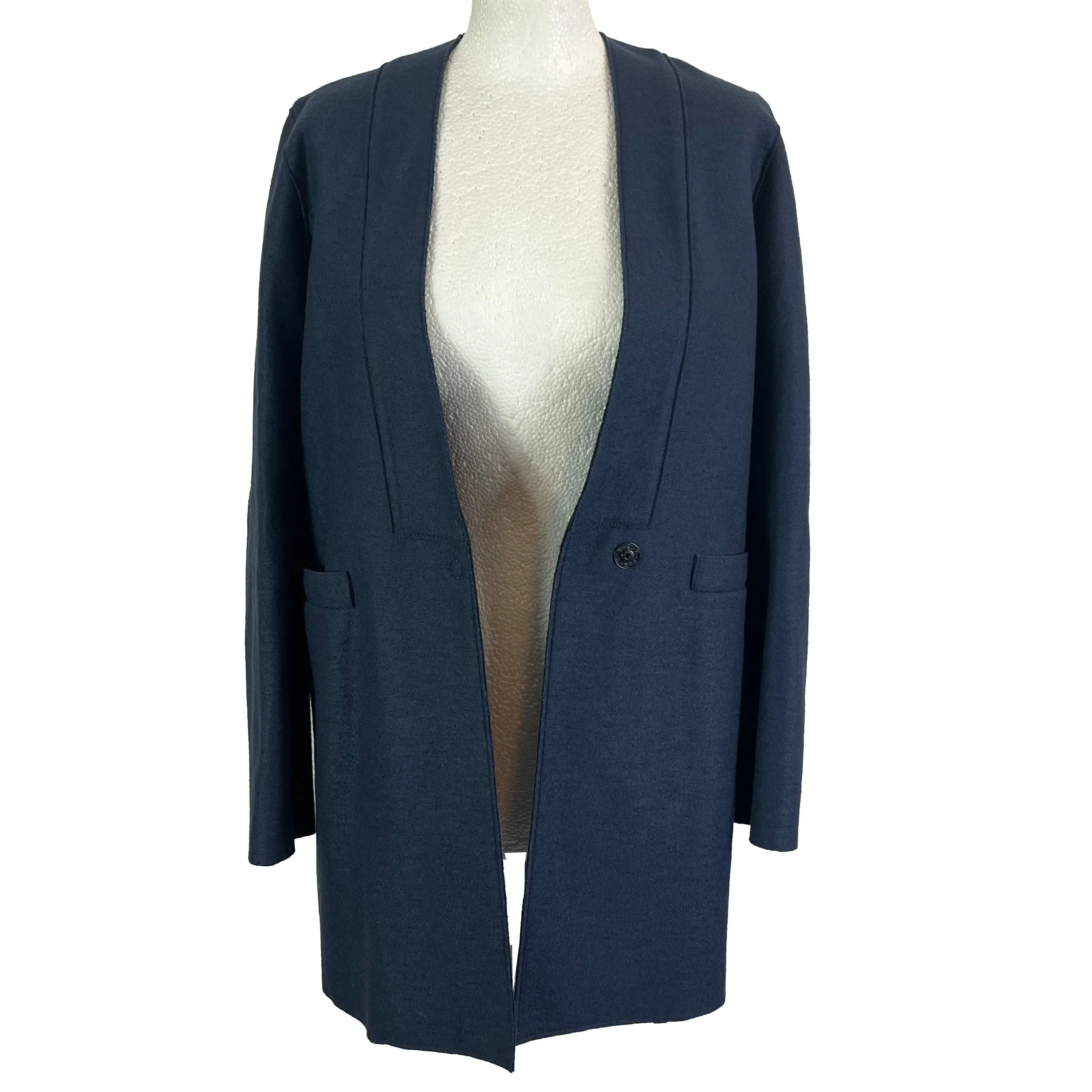 Harris Wharf Mid Navy Wool Longline Jacket S