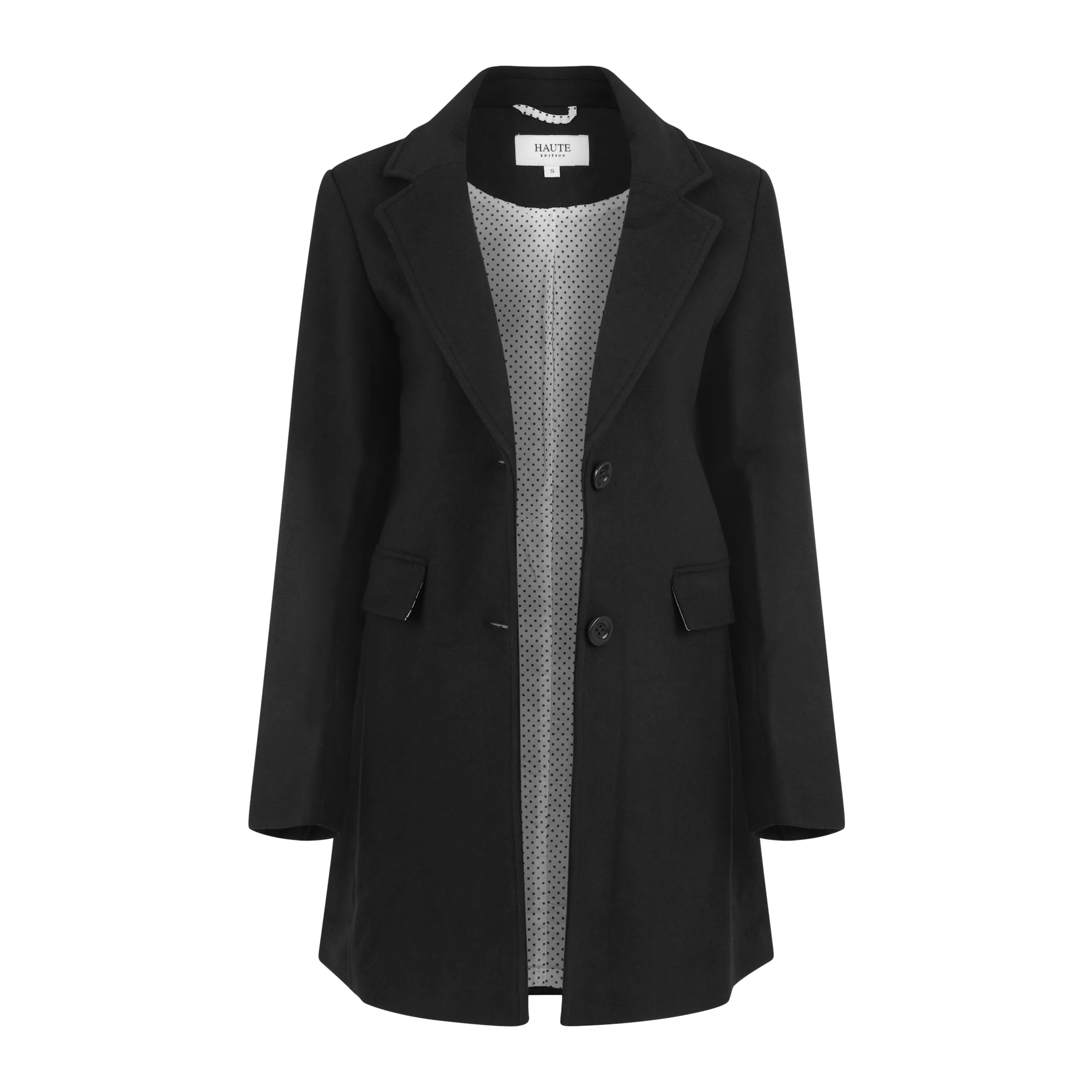 Haute Edition Women's Wool Blend Single Lapel Blazer Peacoat With Pockets