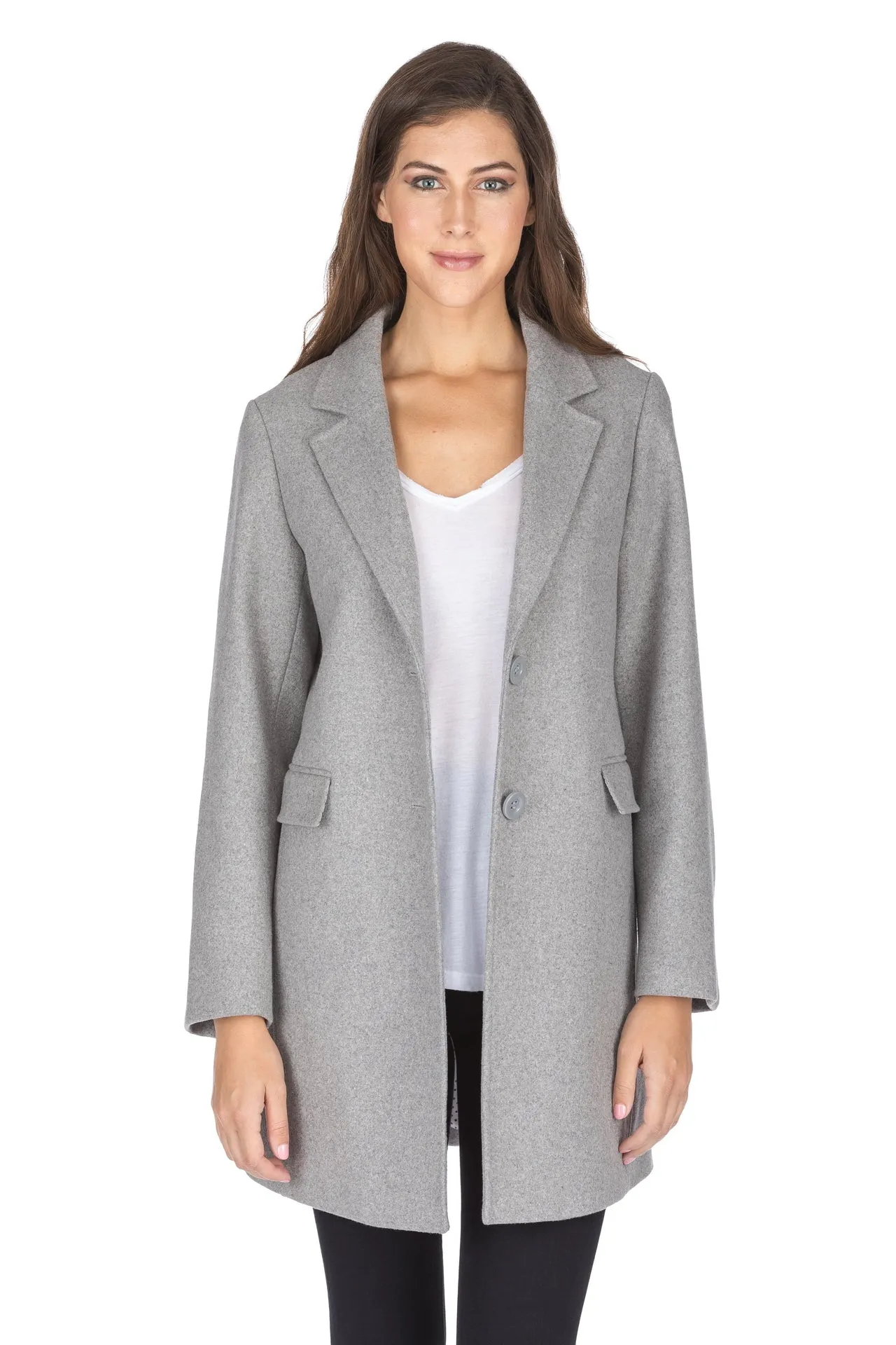 Haute Edition Women's Wool Blend Single Lapel Blazer Peacoat With Pockets