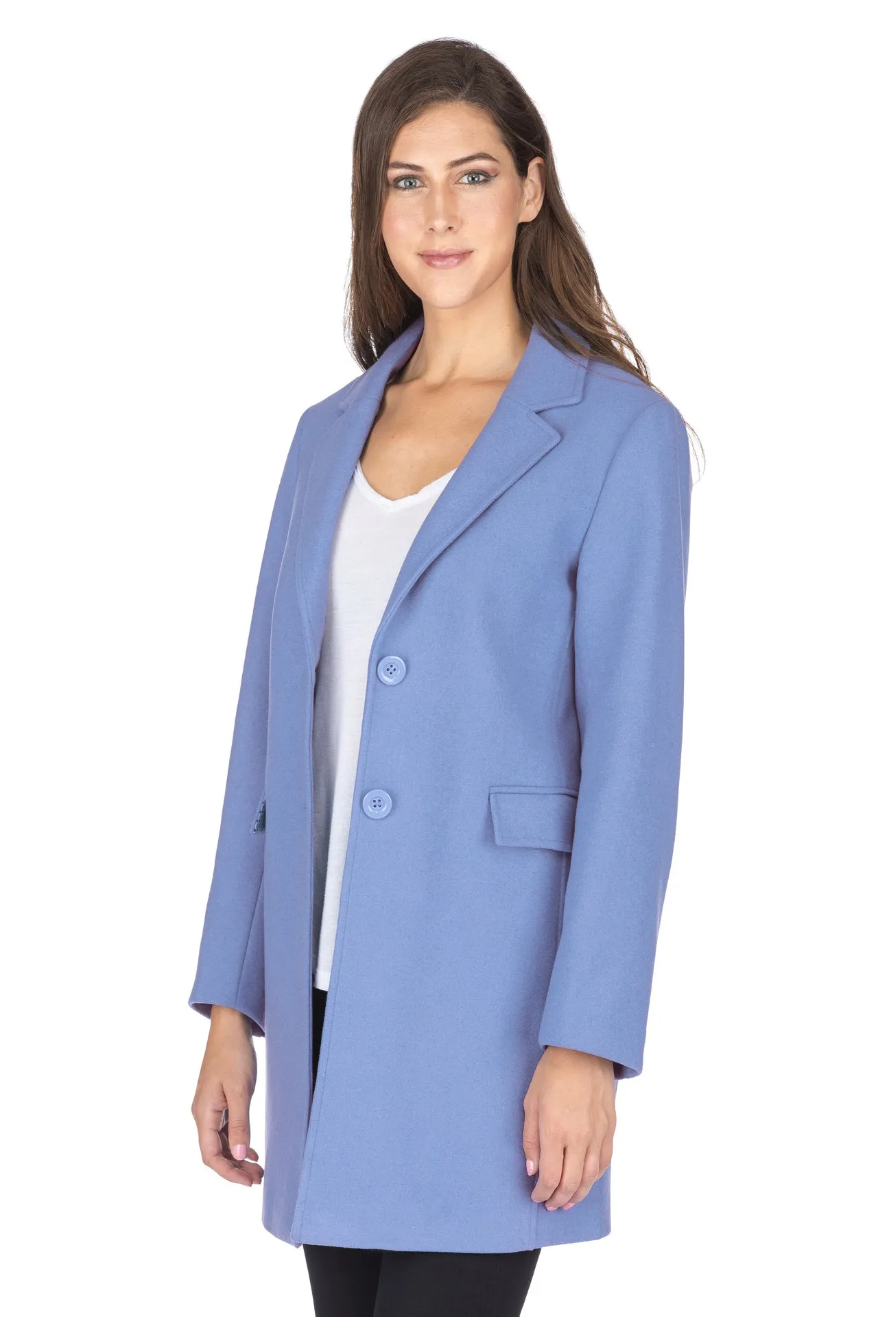 Haute Edition Women's Wool Blend Single Lapel Blazer Peacoat With Pockets