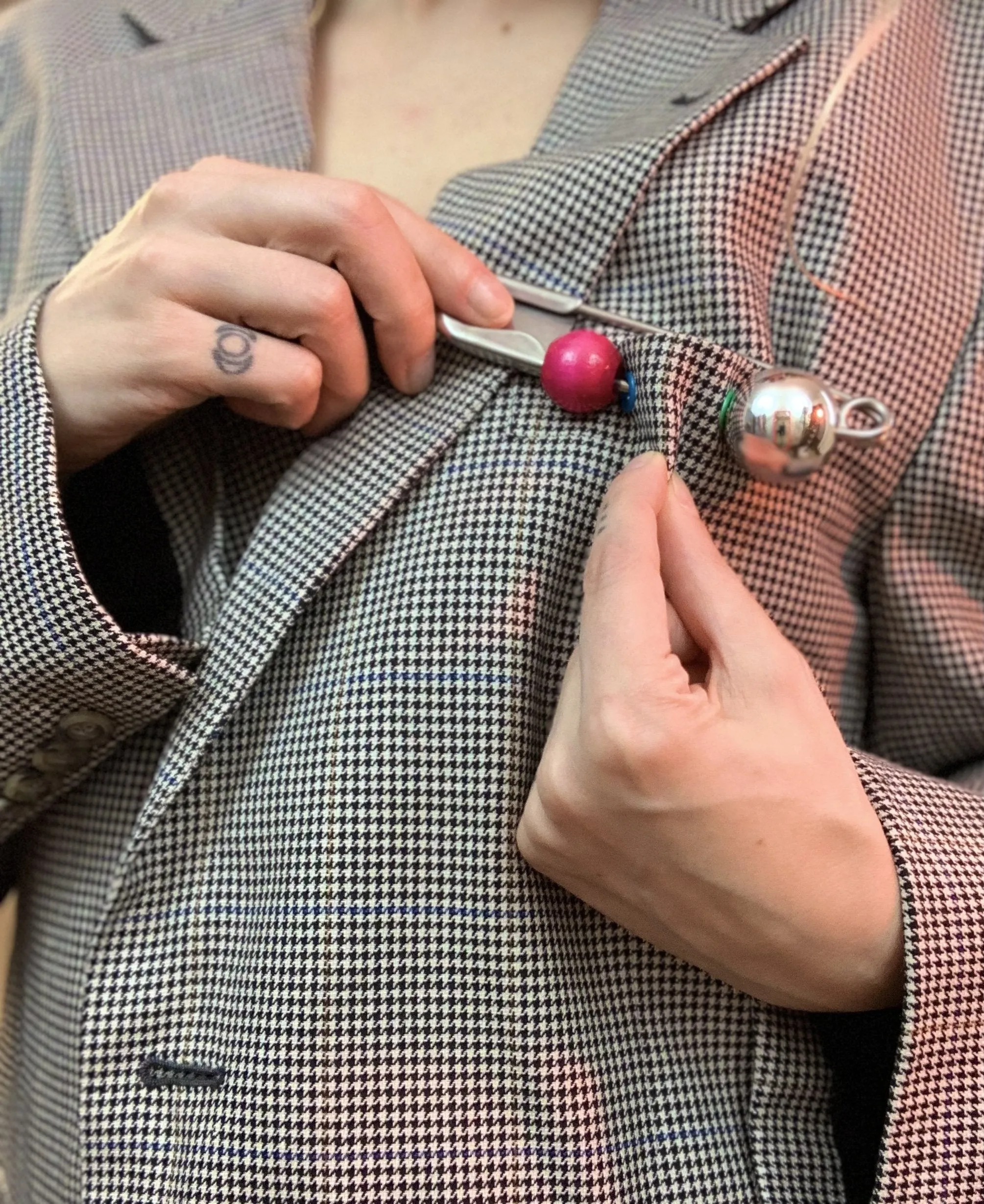 Heart cutout + safety pin blazer