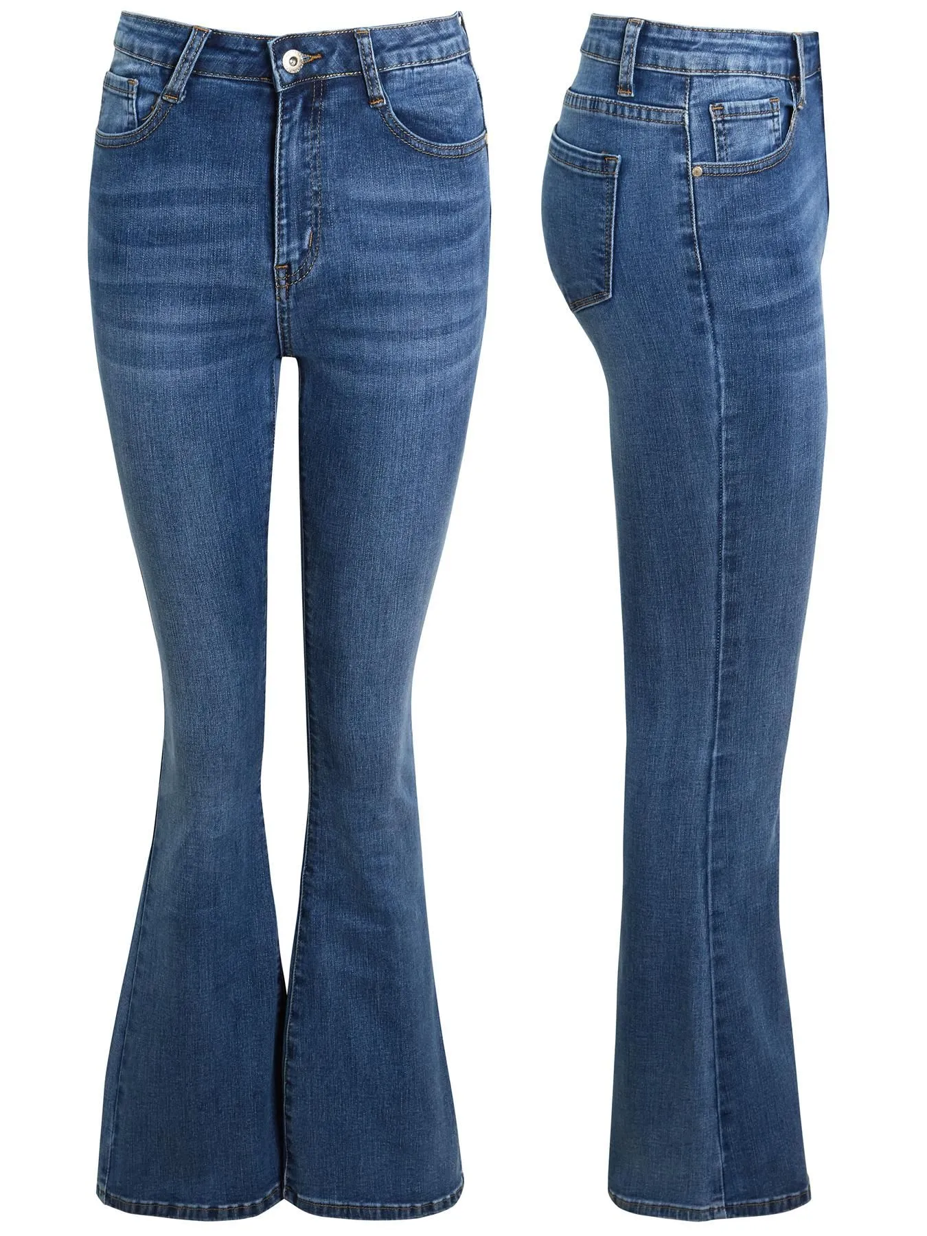 High Waisted Bootcut Flared Denim Jeans, UK Sizes 8 to 14