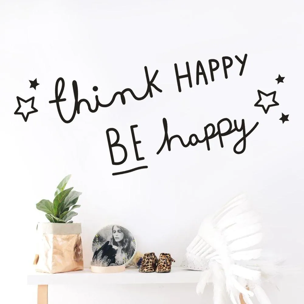 Home Decor Think Happy Be Happy Removable Art Vinyl Wall Stickers