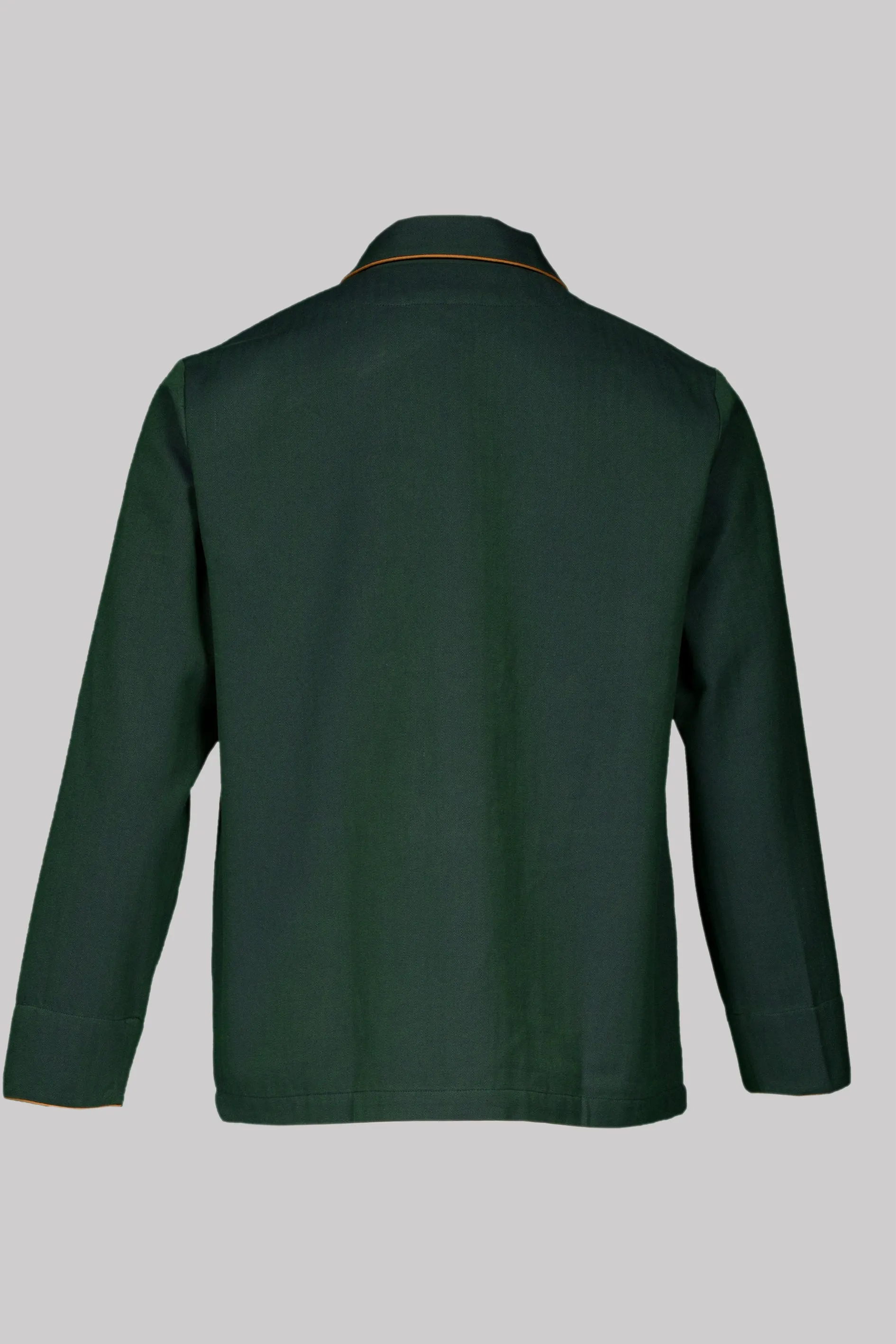 HUSSAR-SHIRT PEACOCKGREEN with gold-gold braiding 100% COTTON Herringbone-Thick, bi-colour-weave, brushed-inside