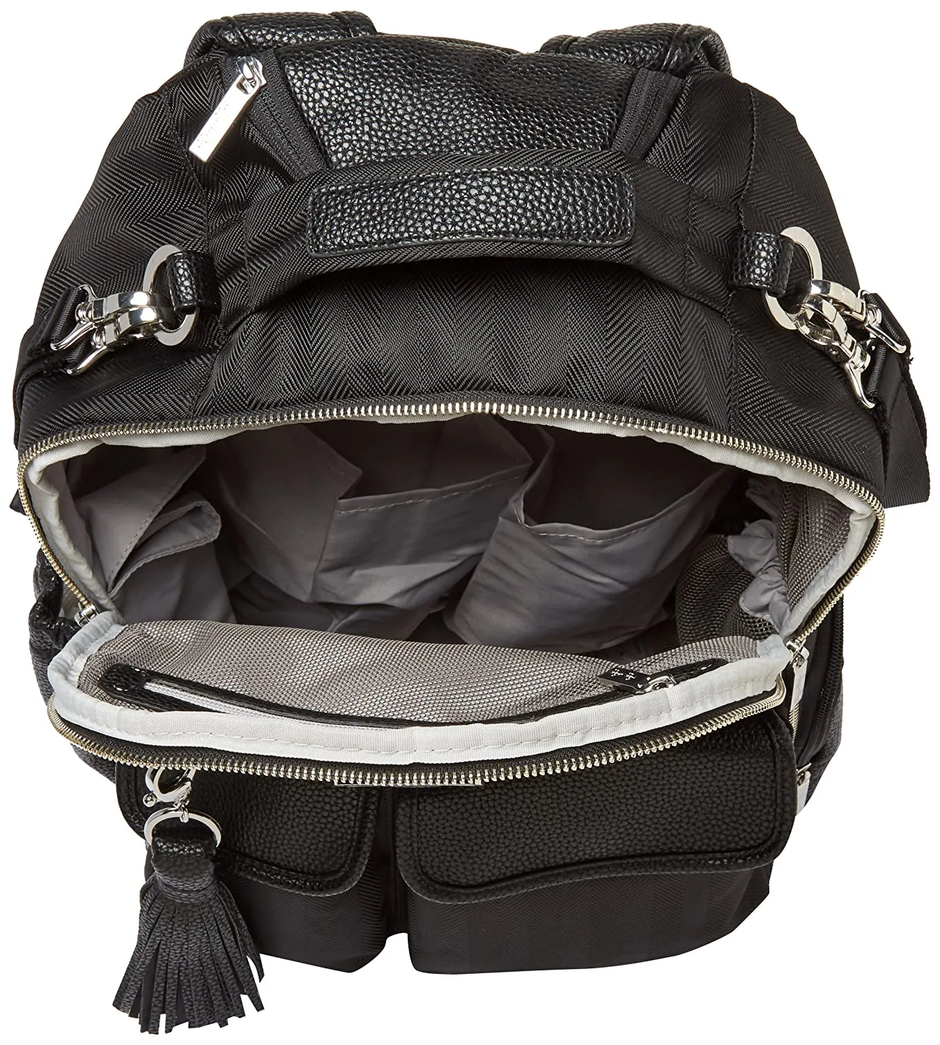 Itzy Ritzy Boss Diaper Bag Backpack Black Herringbone FREE Latte Teether