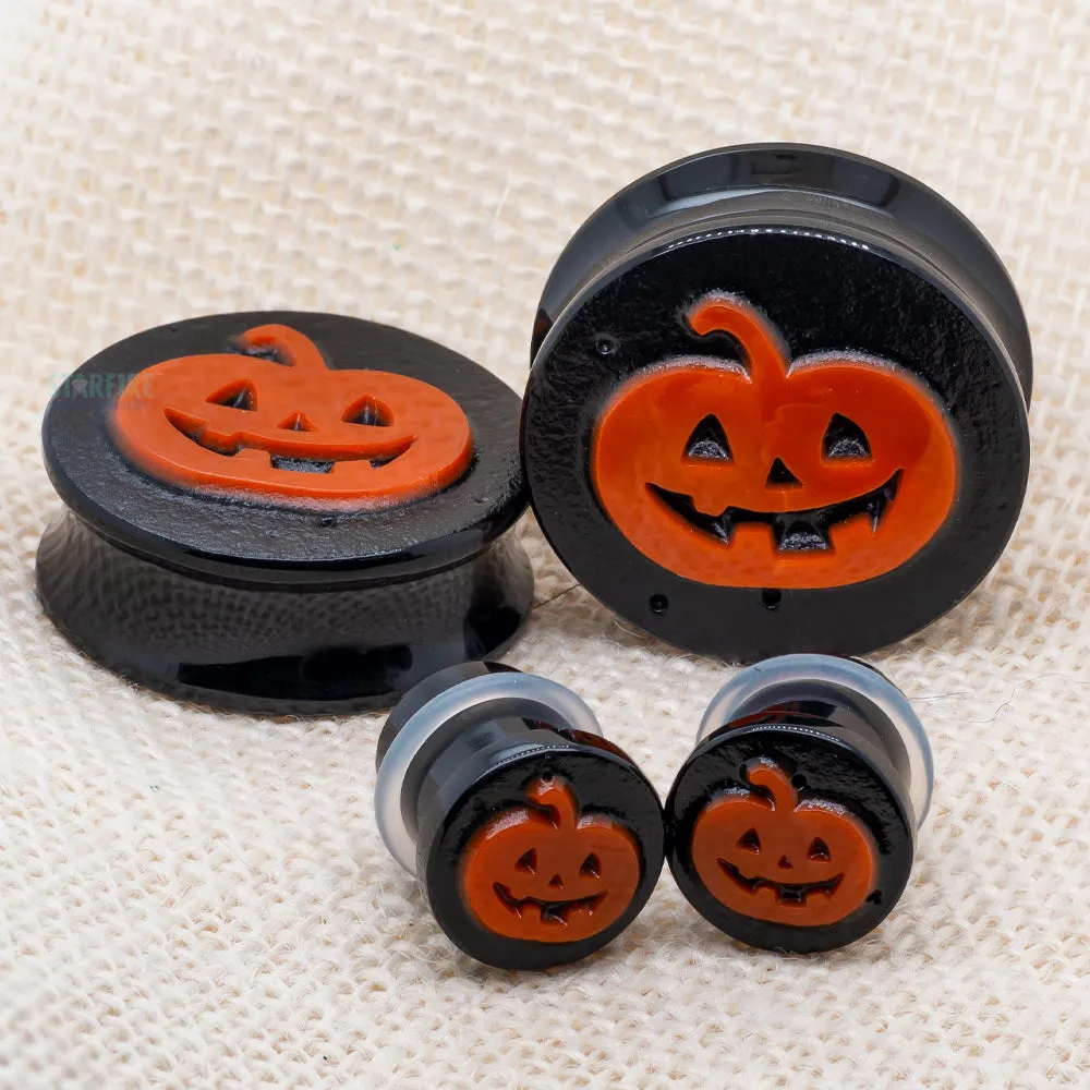 Jack-o'-Lantern Glass Plugs