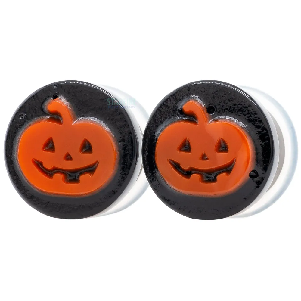 Jack-o'-Lantern Glass Plugs