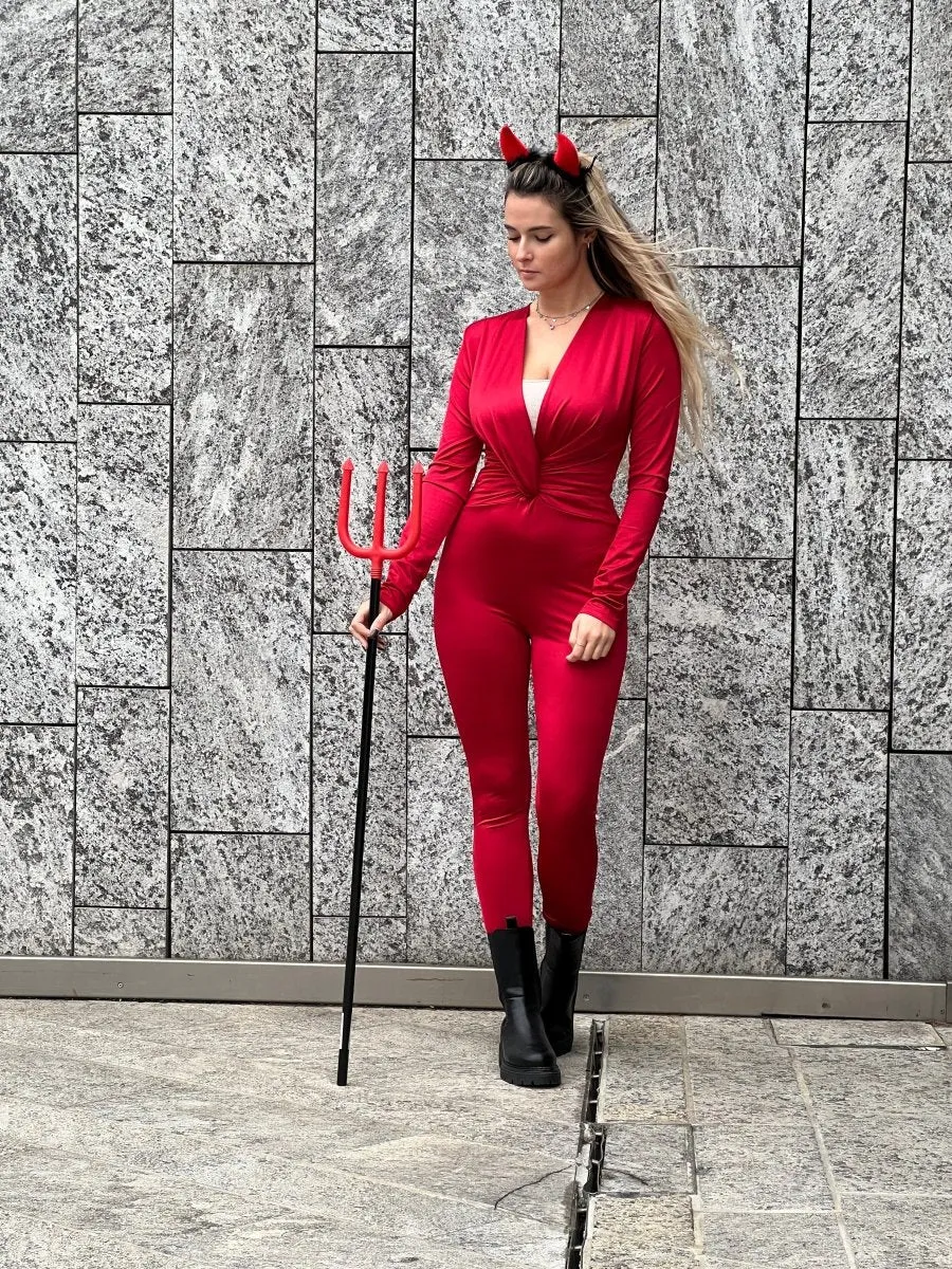 Jumpsuit  DIABLA rossa in raso