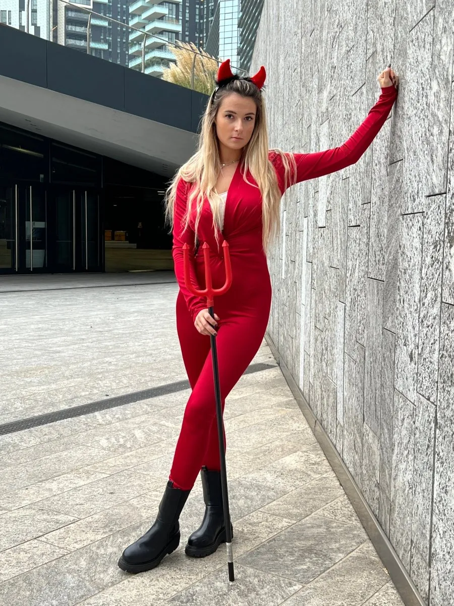 Jumpsuit  DIABLA rossa in raso