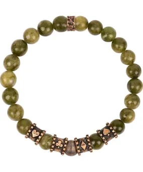 Karma and Luck Men's Green Exceptional Luck - Four Suits Jade Vegas Bracelet