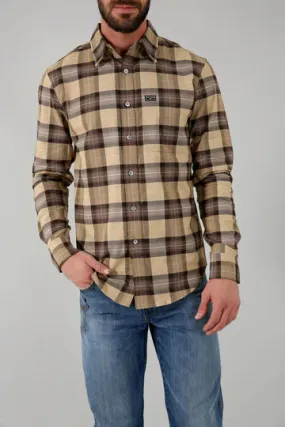 Kimes Ranch Men's Twin Peaks Long Sleeve Flannel Brown Shirt