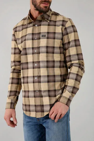 Kimes Ranch Men's Twin Peaks Long Sleeve Flannel Brown Shirt