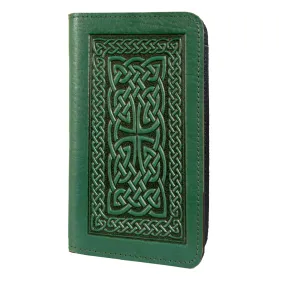 Leather Checkbook Cover - Celtic Braid in Green