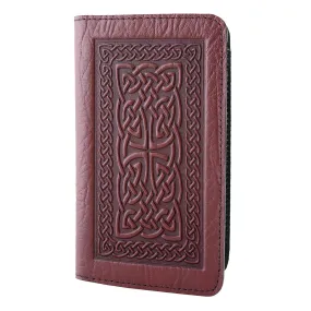 Leather Checkbook Cover - Celtic Braid in Wine