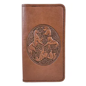 Leather Checkbook Cover - Celtic Horse in Saddle