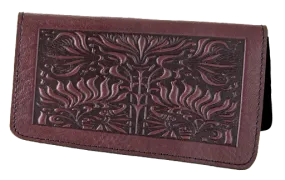 Leather Checkbook Cover - Thistle in Wine