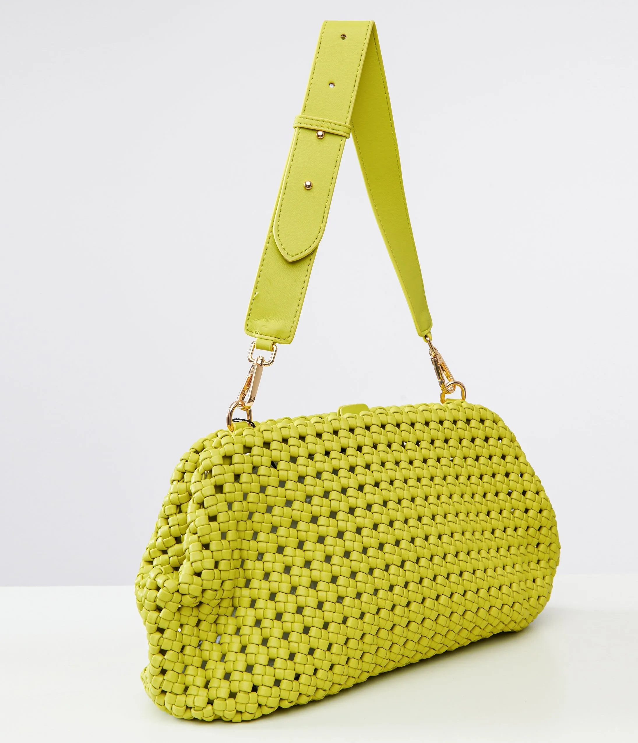 Light Green Woven Leatherette Handbag