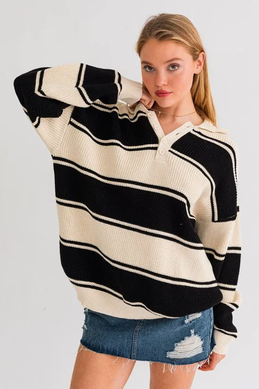 Mandi Collared Oversized Sweater Top