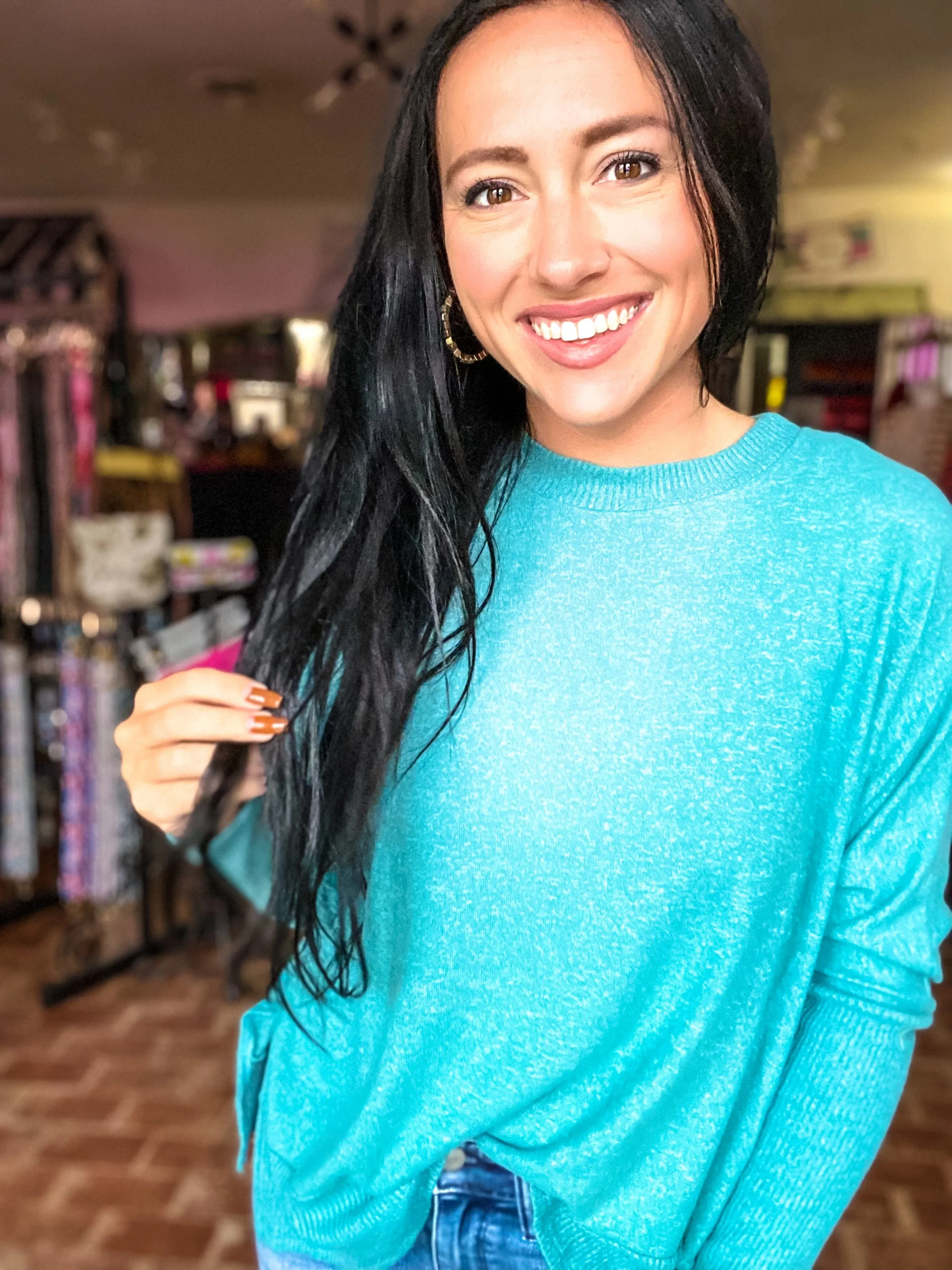 Max Crew Neck Sweater-Teal