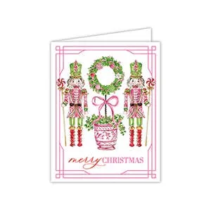 Merry Christmas Peppermint Nutcrackers Wreath Greeting Card