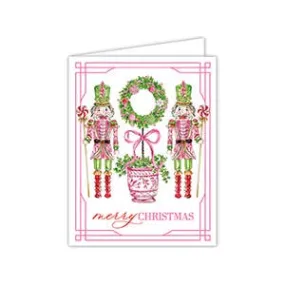 Merry Christmas Peppermint Nutcrackers Wreath Greeting Card