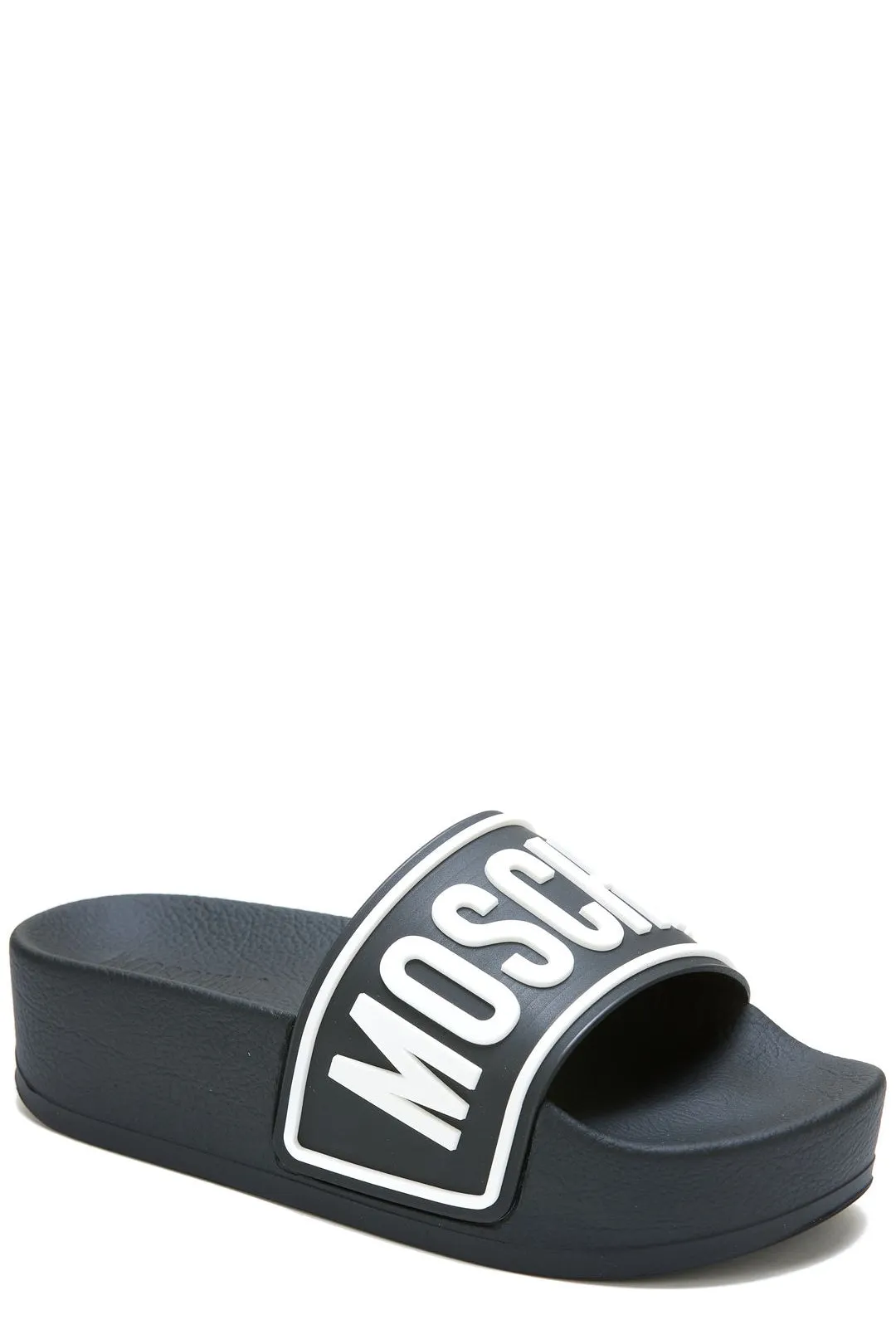 Moschino Logo Embossed Slip-On Slides