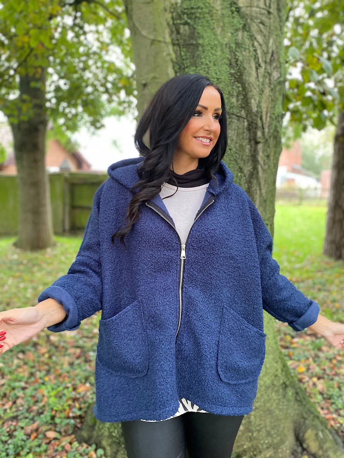 Navy Zip Hooded Jacket Norma