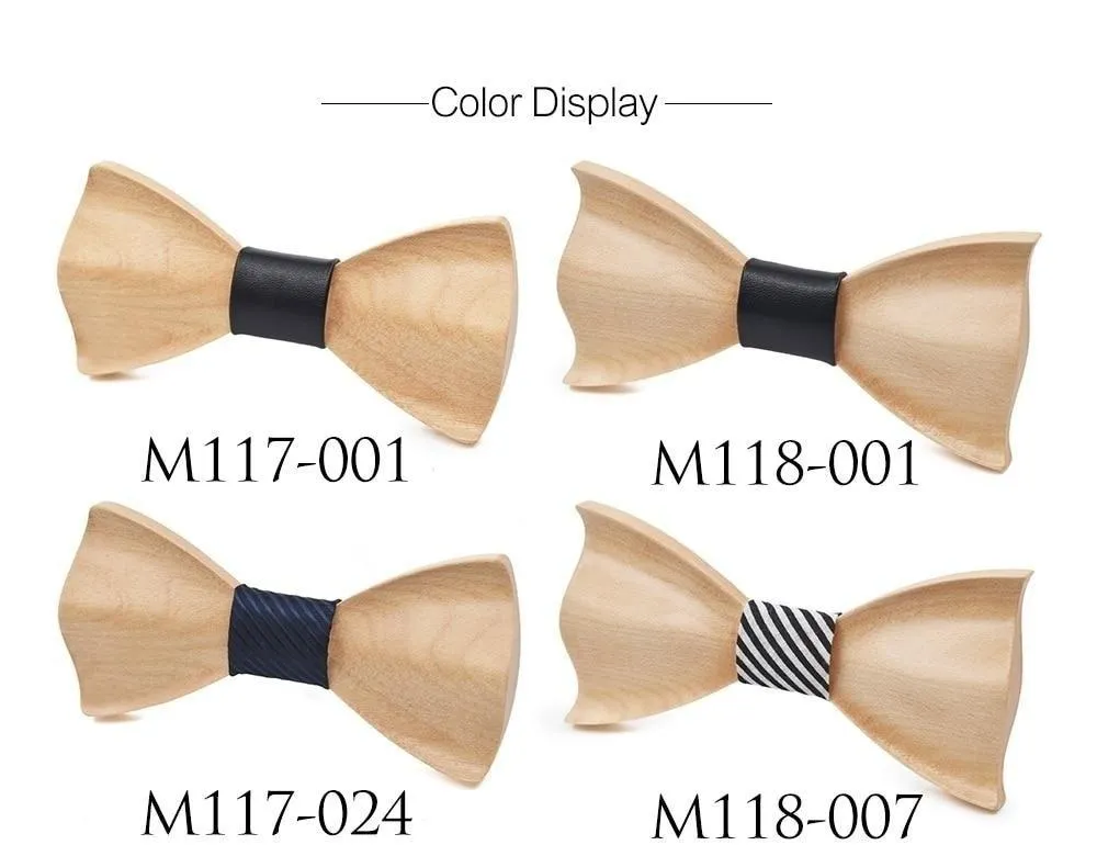 Novelty 3D Handmade Classic Wooden Bowties for Marriage Wedding Suits