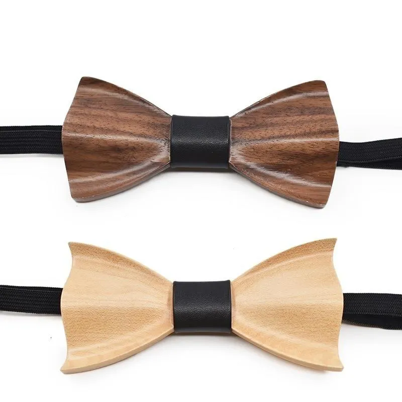 Novelty 3D Handmade Classic Wooden Bowties for Marriage Wedding Suits