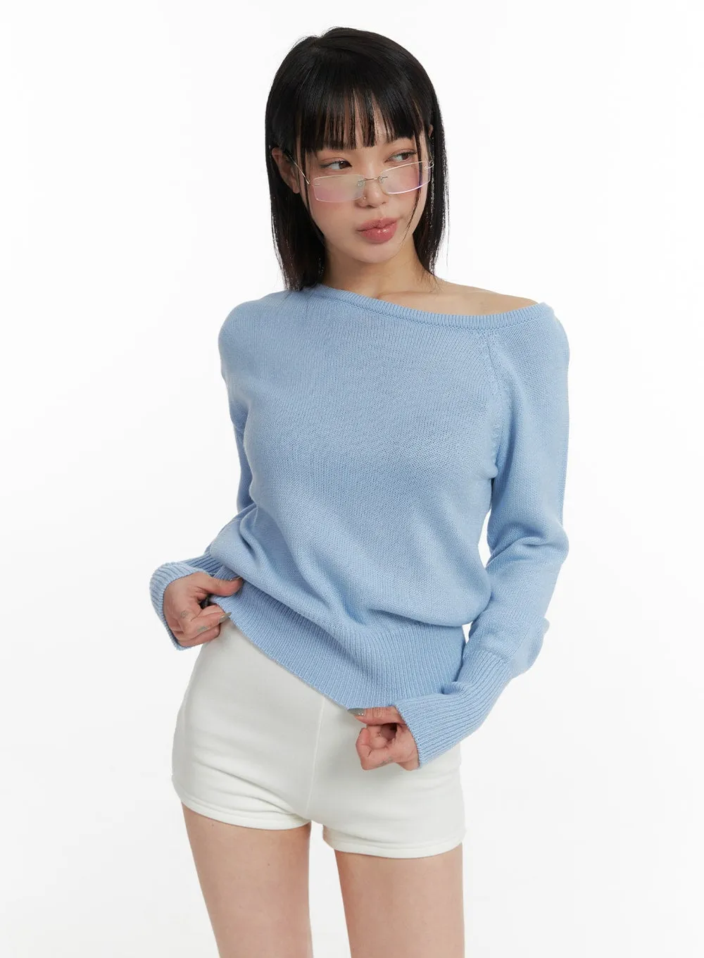 Off-Shoulder Knit Sweater IF423