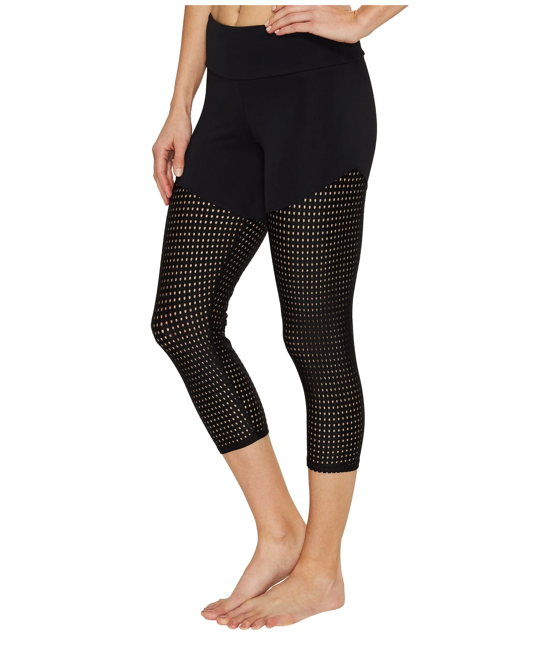 Onzie Half/ Half Mesh Capri Legging