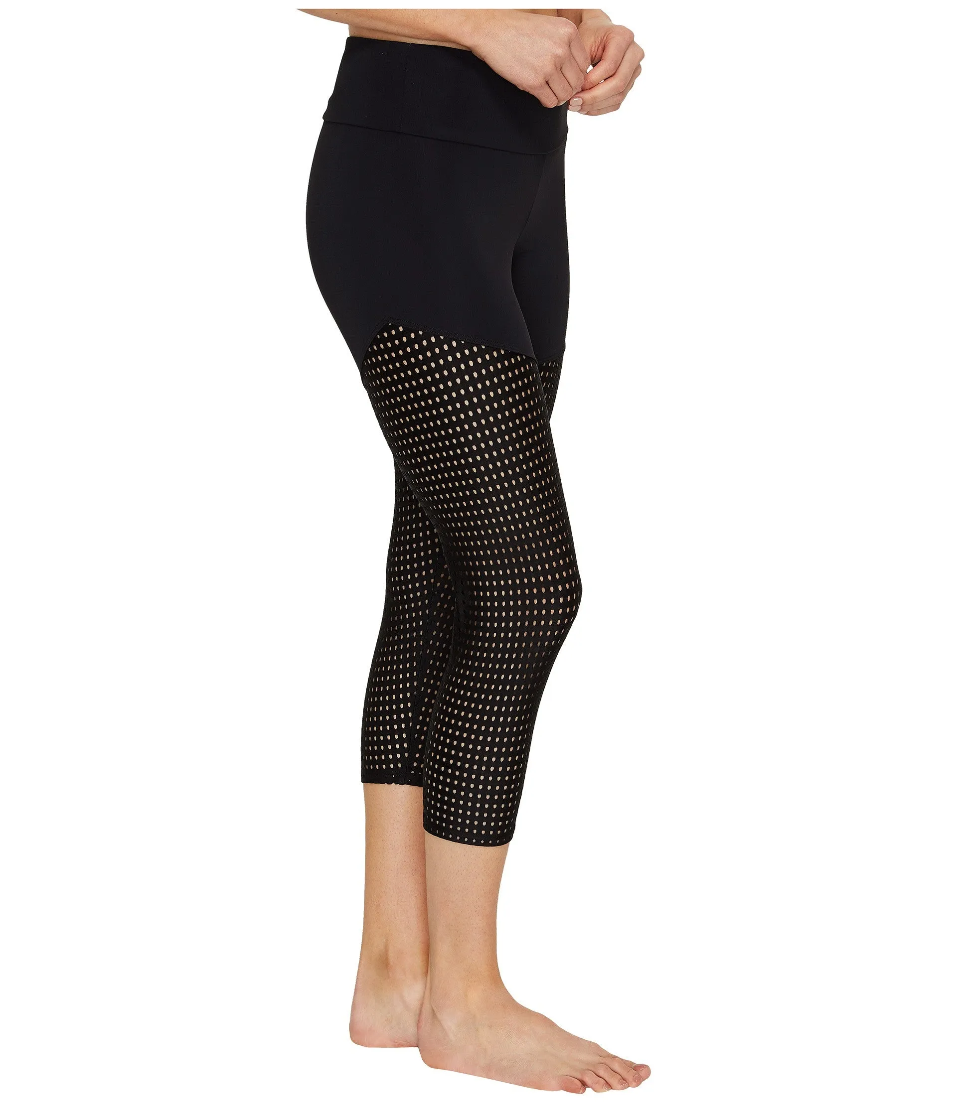 Onzie Half/ Half Mesh Capri Legging