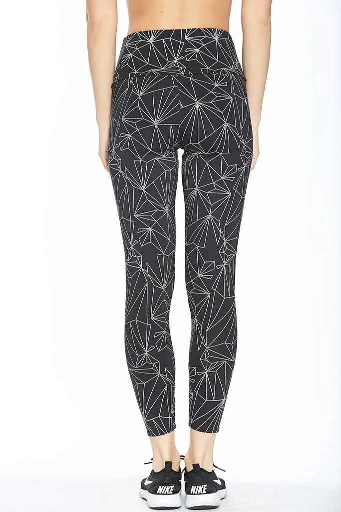 Onzie High Rise Midi Legging Black Reflective