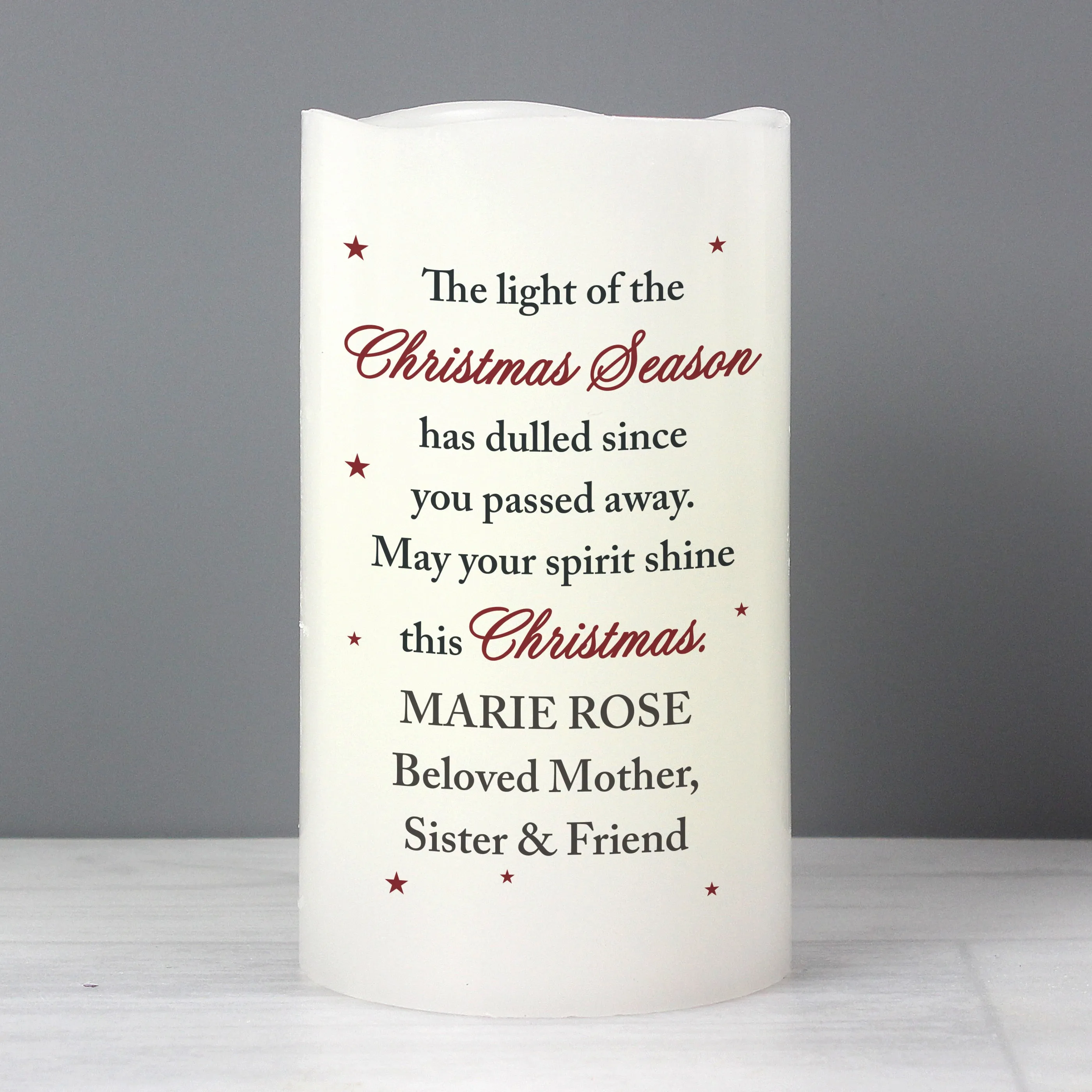 Personalised Christmas Season Memorial LED Candle