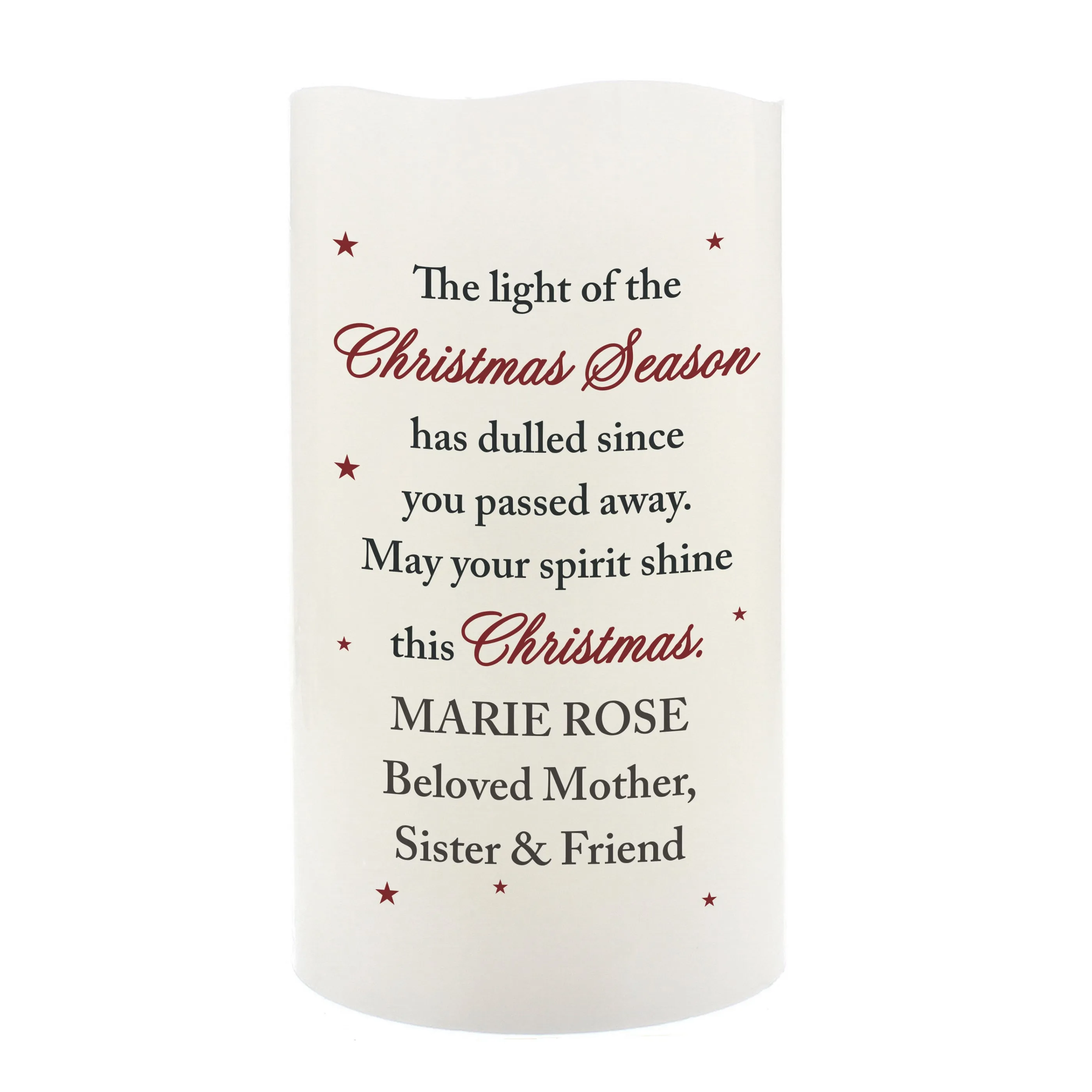 Personalised Christmas Season Memorial LED Candle