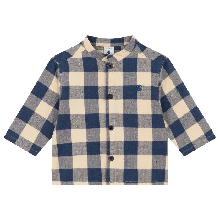 Petit Bateau Baby Lavabo Shirt Incognito Blue Checks