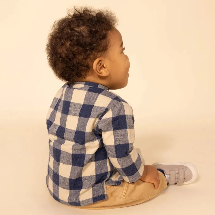 Petit Bateau Baby Lavabo Shirt Incognito Blue Checks