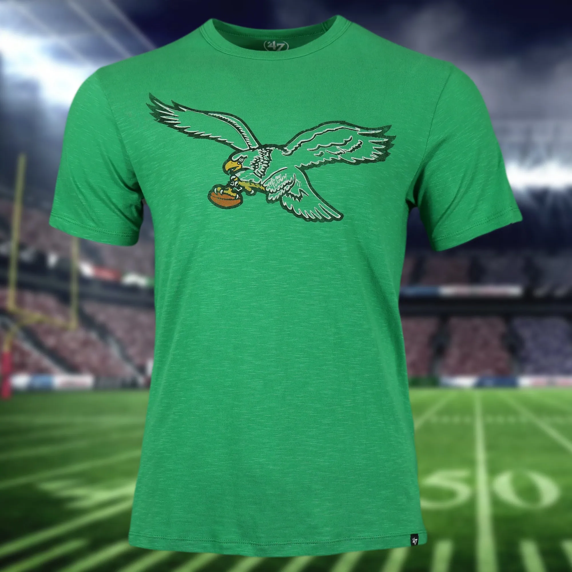 Philadelphia Eagles Distressed Throwback Kelly Green Bird Logo Kelly Green Legacy Grit T-Shirt