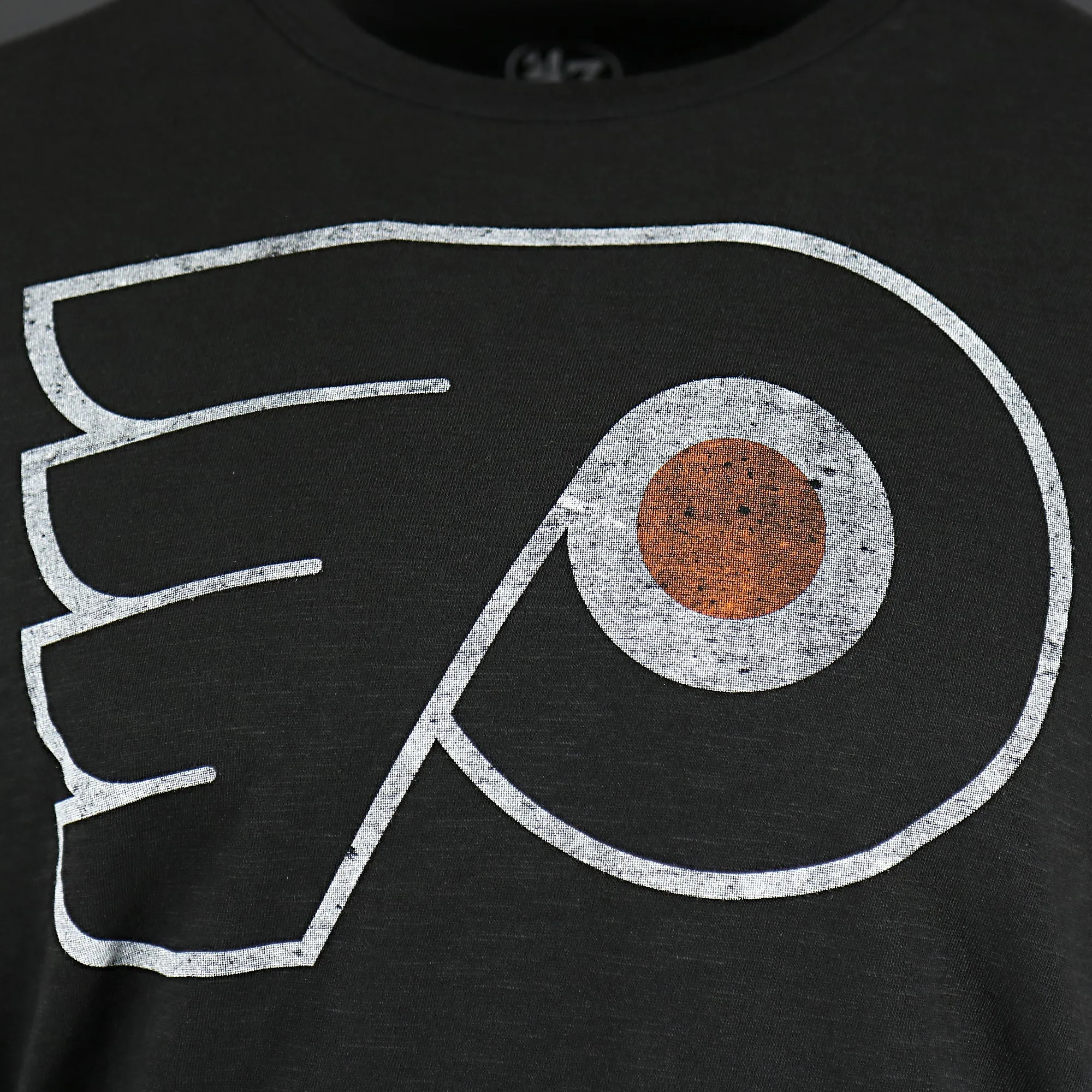 Philadelphia Flyers Distressed Logo Premium Grit Scrum Black T-Shirt