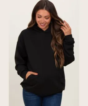 PinkBlush Black Basic Maternity Hoodie Sweatshirt