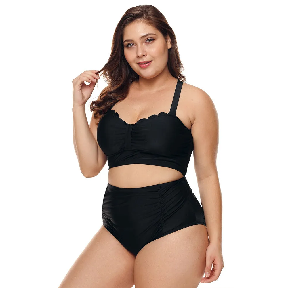 Plus Size Strappy Push Up High Waisted Bikini Bathing Suits