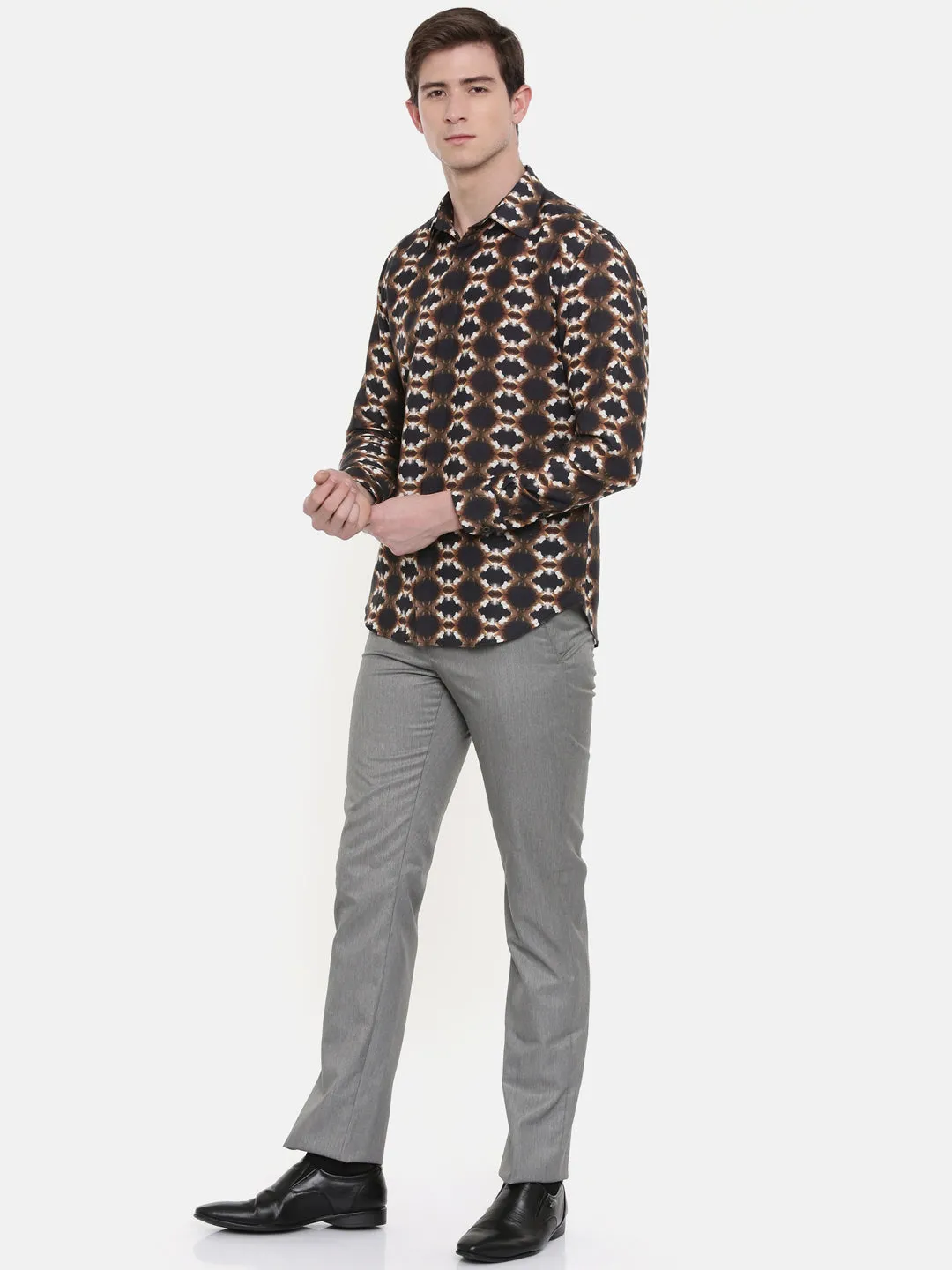 Printed Retro Brown Shirt - MM0730