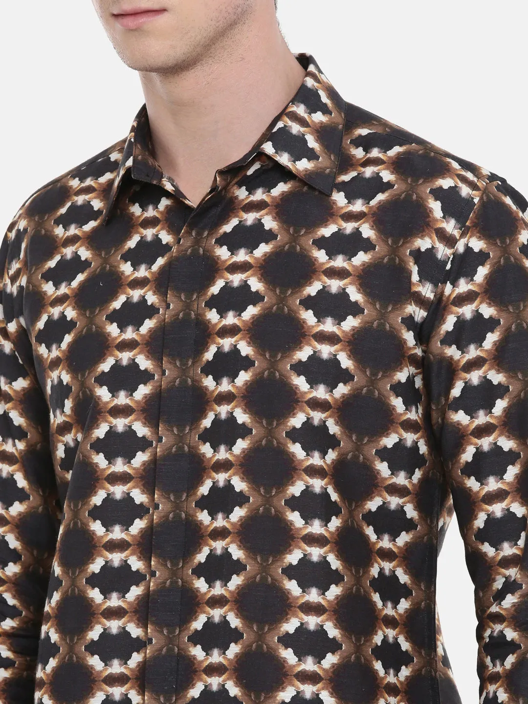 Printed Retro Brown Shirt - MM0730