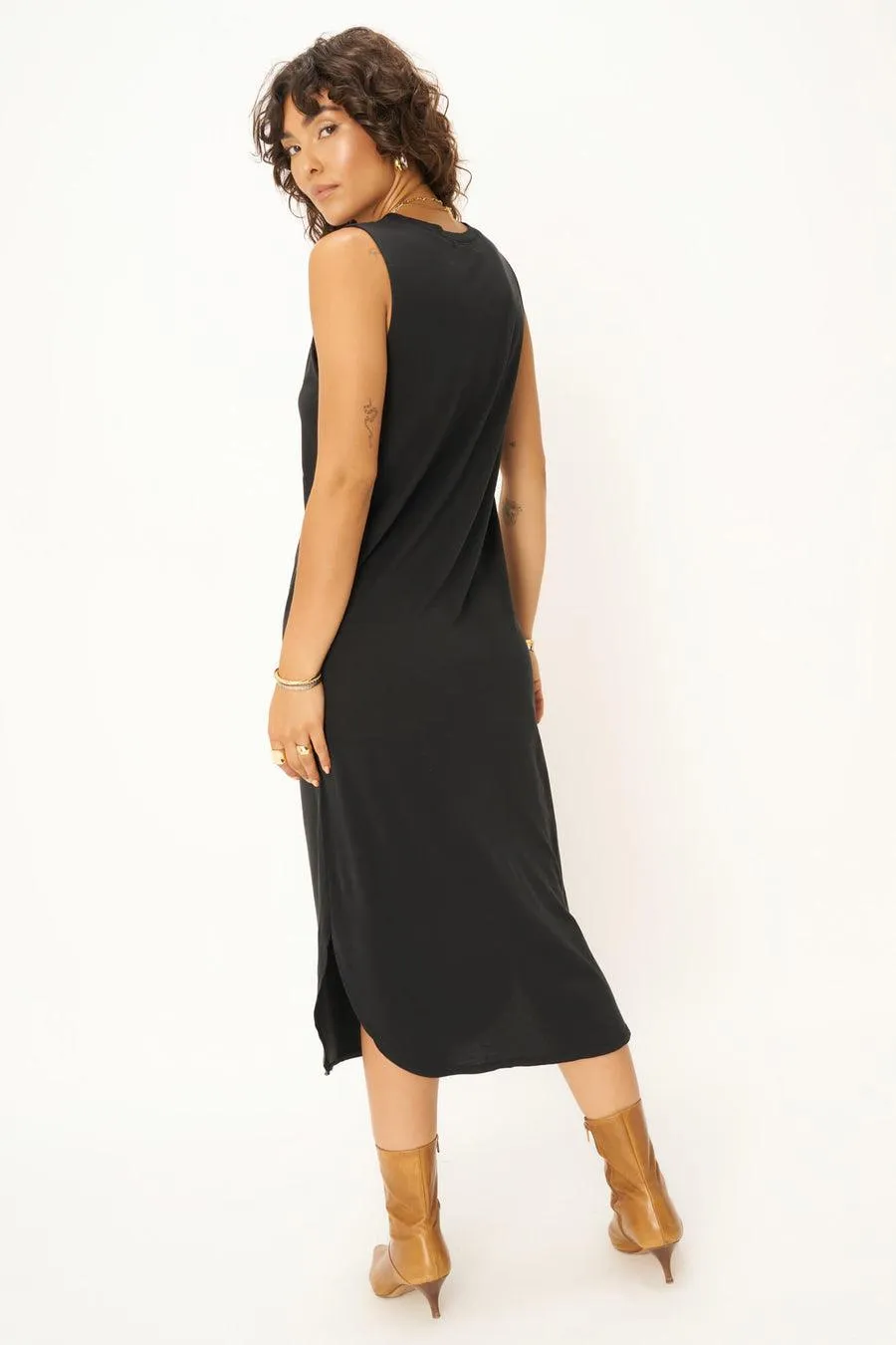 Project Social T Roses Tank Dress In DW Black