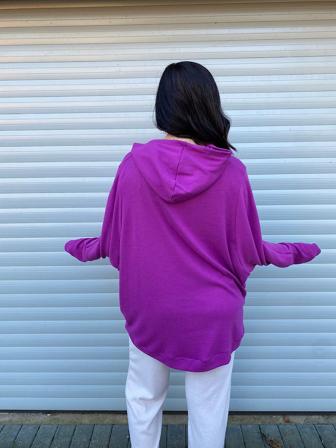 Purple Soft Knit Hoodie Lucy