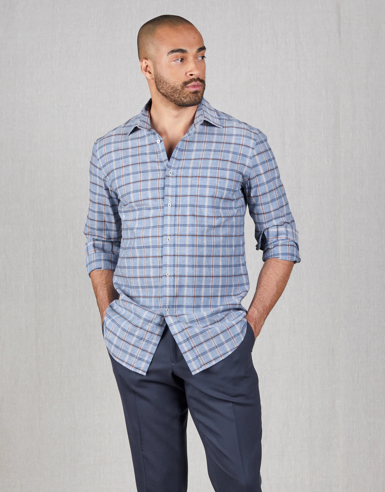 Rembrandt -Sinatra Shirt - Blue/Brown Check