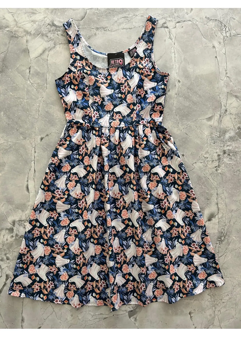 Retrolicious Ghosts Fit & Flare 50's Swing Dress Multi