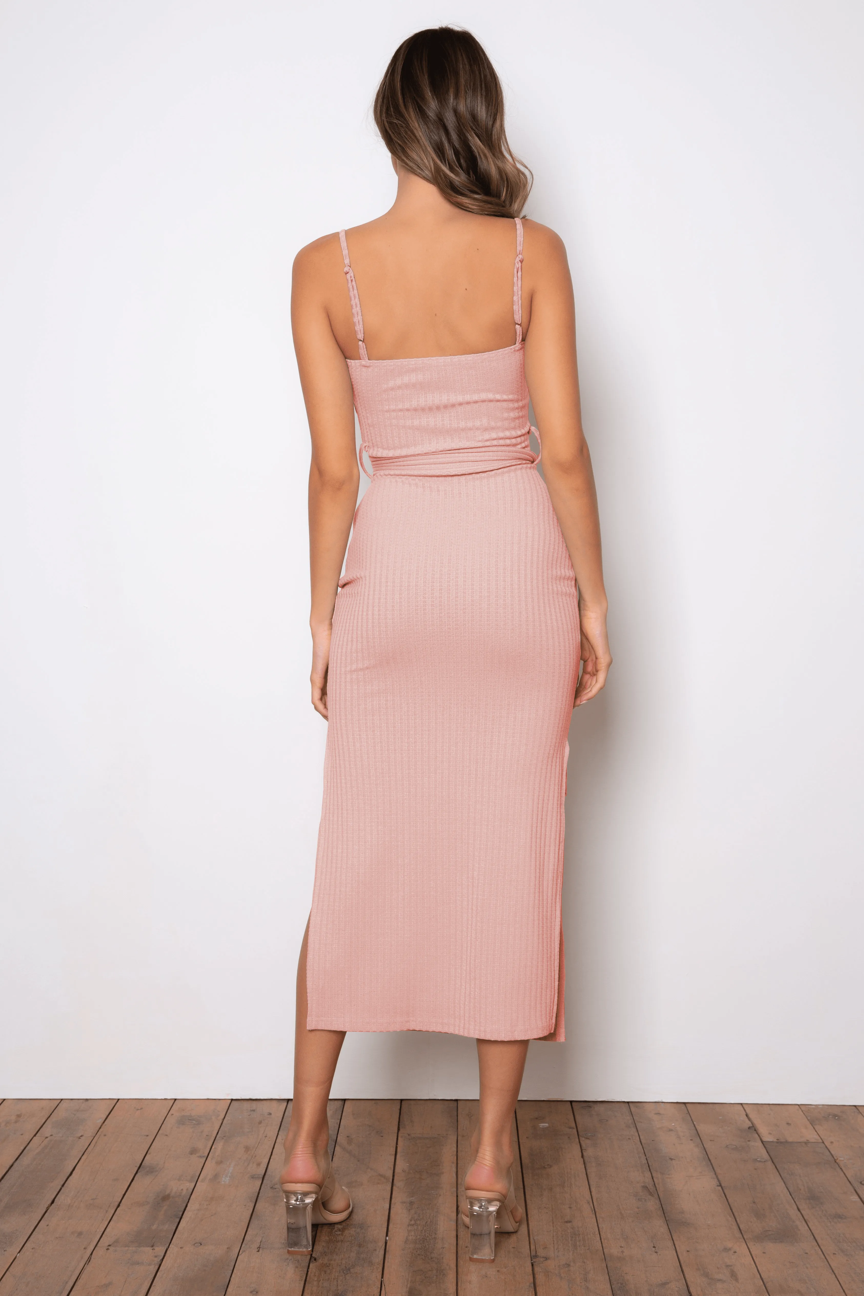 Rib Midi Dress - Blush